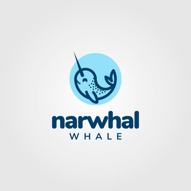 süße blaue narwal wal symbol - narwal stock-grafiken, -clipart, -cartoons und -symbole