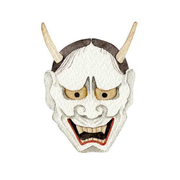 Japanese Noh mask of Hannya Japanese Noh mask of Hannya hannya stock illustrations