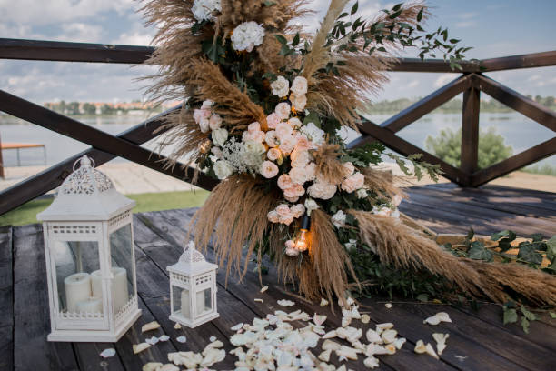 istock beautiful wedding arch with flowers close up 1279588281