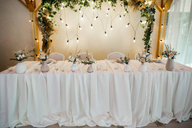 istock wedding decor on the table in the restaurant 1279588511