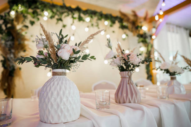 istock wedding decor on the table in the restaurant 1279589018