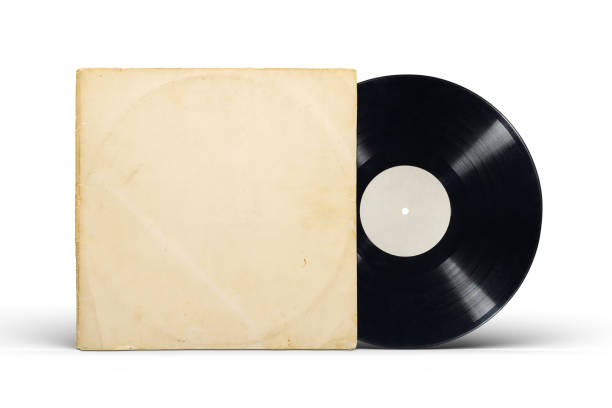 Paper cover and vinyl LP record isolated on white. Aged yellow paper cover and vinyl LP record isolated on white background sleeve photos stock pictures, royalty-free photos & images