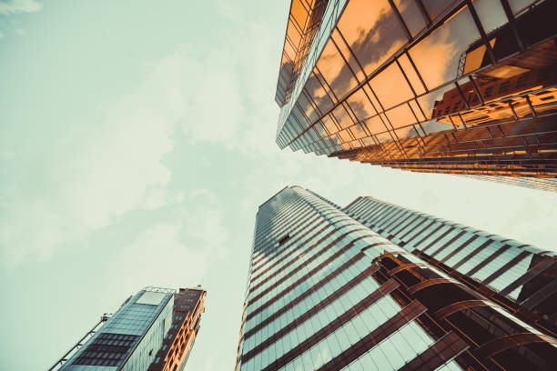 istock Symmetrical mirrored office buildings stock 1279595373