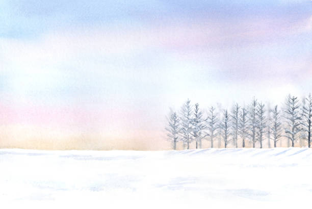 istock Watercolor illustration of winter landscape. 1279596132