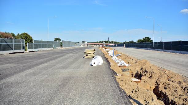 istock View of the new highway under construction. 1279601441