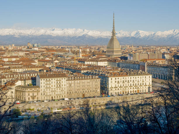 istock Elevated view of Turin and snowcapped mountains 1279604659