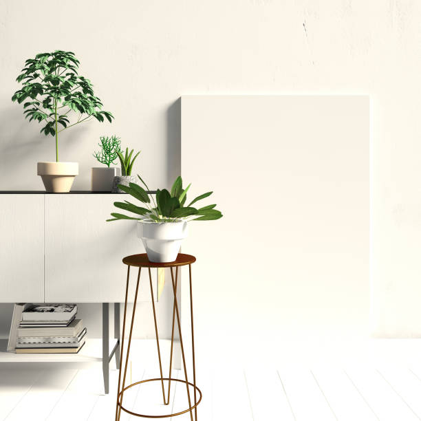 istock Iinterior design in contemporary style. Mock up poster. 3D illustration. 1279610639