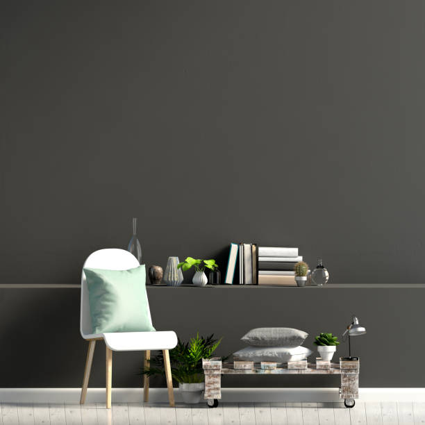 istock Iinterior design in contemporary style. Mock up wall. 3D illustration. 1279610642