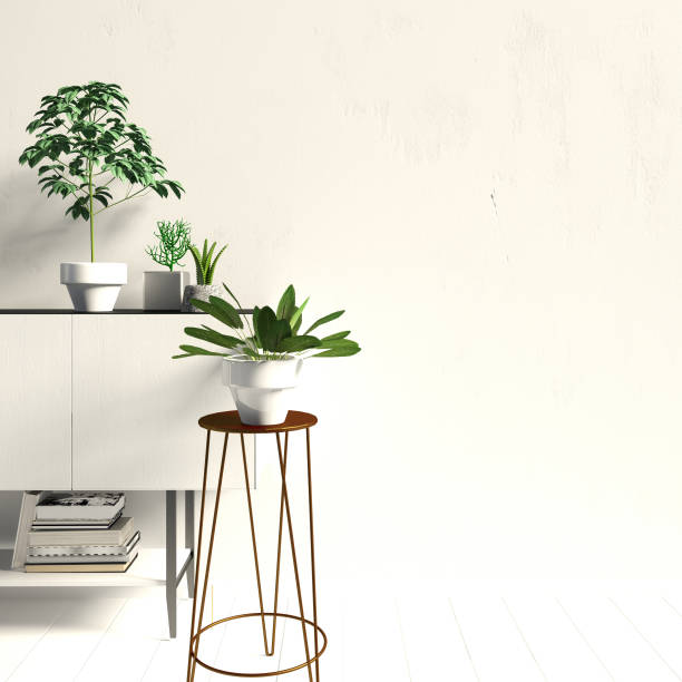 istock Iinterior design in contemporary style. Mock up wall. 3D illustration. 1279610647