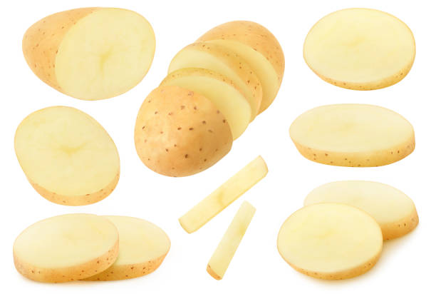 istock Isolated pieces of raw potato collection 1279613292