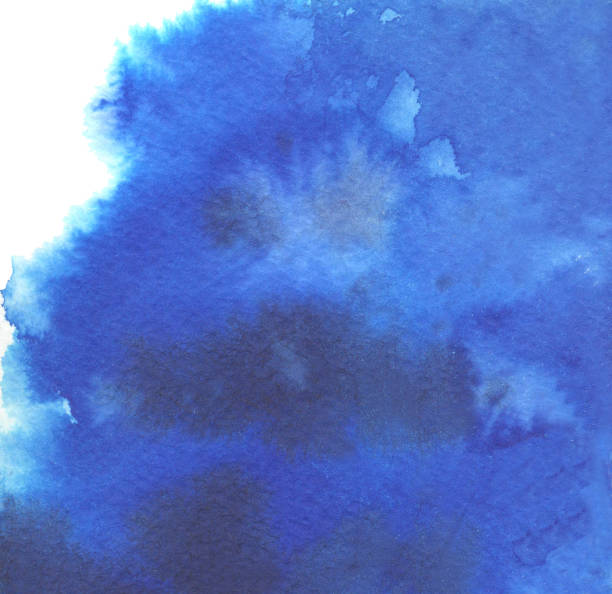 istock Hand drawn watercolor dark blue abstract background 1279614361