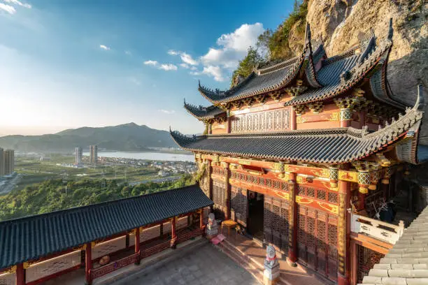 Ancient architectural landscape of Oujiang Taoist temple in Wenzhou