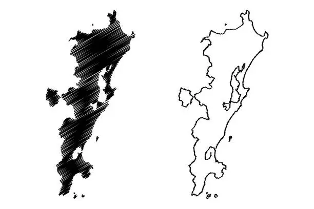 Vector illustration of Florianopolis City and Municipality (Federative Republic of Brazil, Santa Catarina State) map vector illustration, scribble sketch City of Florianopolis map