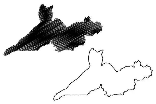 Vector illustration of Rio Branco City and Municipality (Federative Republic of Brazil, Acre State) map vector illustration, scribble sketch City of Rio Branco map