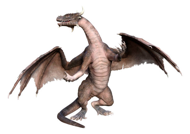 istock 3D illustration fantasy dragon on white 1279630654
