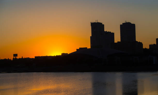 istock Beautiful cityscape at sunset in the evening. 1279631000