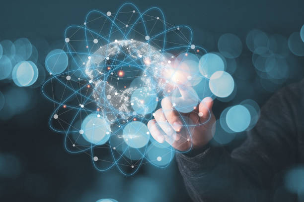 istock Businessman hand touching on global network for business and technology transformation exchange data information. 1279642464