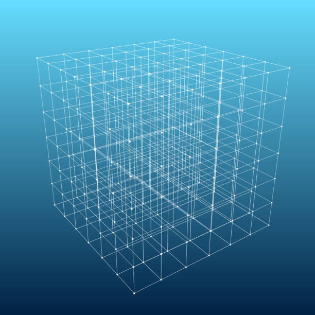 Cube with highlighted corners. With perspective. Cube with highlighted corners. With perspective. website wireframe photos stock illustrations