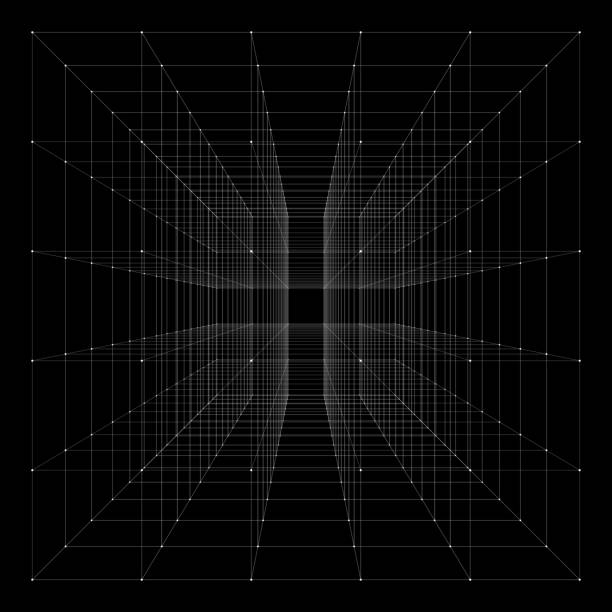 kostka z podświetlanymi narożnikami. z perspektywy. - vanishing point stock illustrations