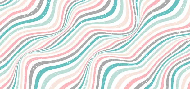 Vector illustration of Abstract classic wave or wavy stripes pastel color background with white dots spread
