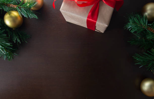 Christmas decoration with presents making a frame with copy space. Christmas themes.