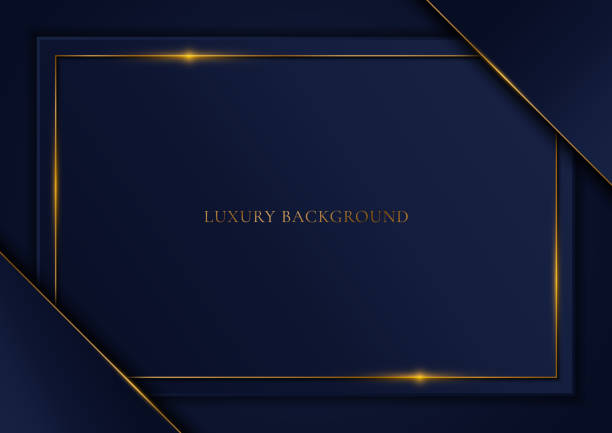 blaue vorlage dreieck und gold rahmen hintergrund luxus-stil - einladungskarte stock-grafiken, -clipart, -cartoons und -symbole