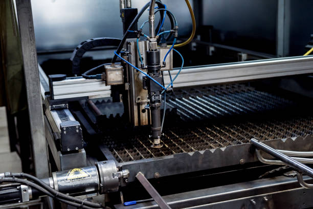 istock The laser cutting machine cutting the holes on pipes 1279654582