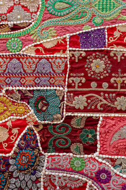 istock Detail old patchwork carpet. Close up, India 1279655267