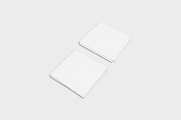 istock Blank white Business card mockup stacks on grey textured paper background. 1279655470