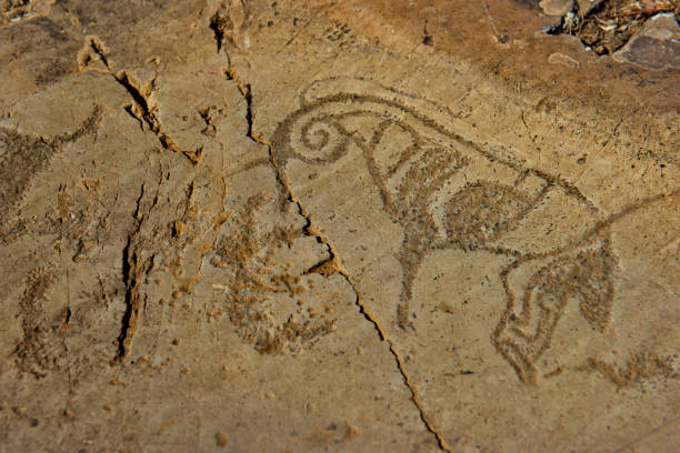 Mountain Altai. Russia. September 30, 2020. On the territory of the Chui-Oozi natural Park, located near the confluence of the Chui and Katun rivers, there are a huge number of rock paintings.