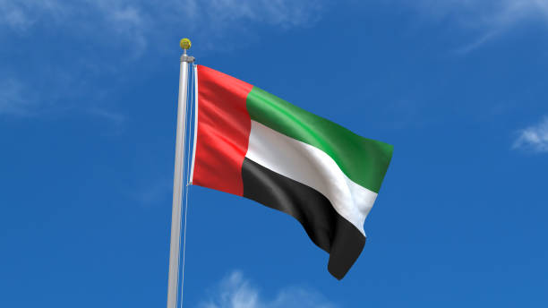 istock United Arab Emirates Flag in Blue Sky Background 1279671505