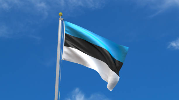 istock Estonia Flag in Blue Sky Background 1279671519