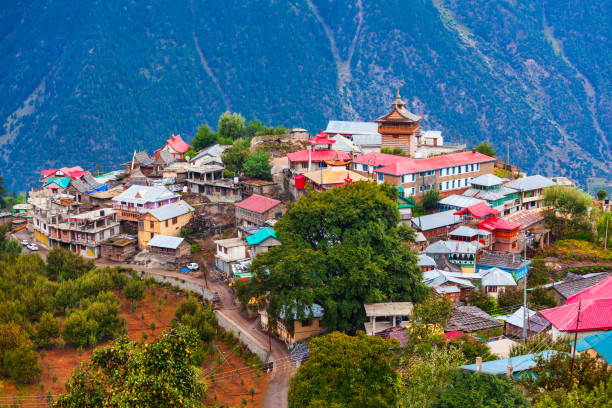 istock Kalpa town aerial panoramic view, India 1279673375