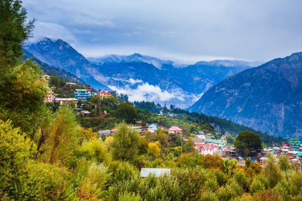istock Kalpa town aerial panoramic view, India 1279673382