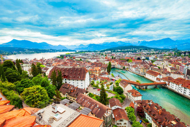 istock Lucerne city aerial panoramic view, Switzerland 1279680203