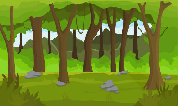 Forest Cartoon Background Beautiful Nature Landscape Environment Park  Concept Trendy Cartoon Style Vector Illustration Stock Illustration -  Download Image Now - iStock