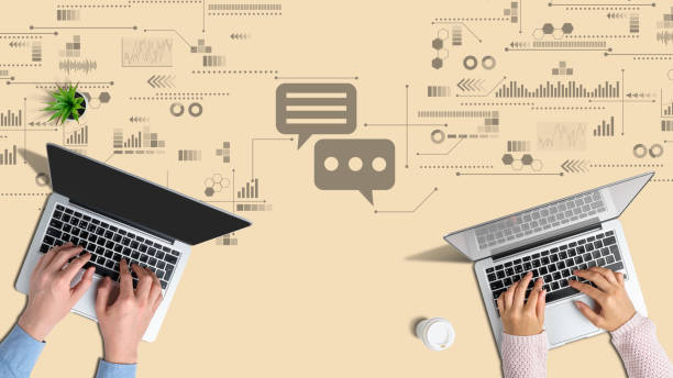 istock Business model concept based on online chat between employees in different countries 1279683569