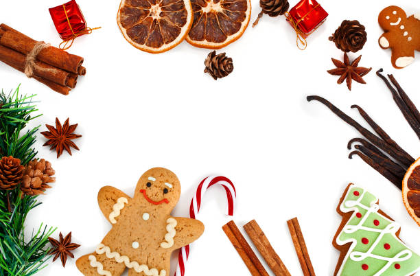 istock Christmas greeting card with gingerbread men 1279685213