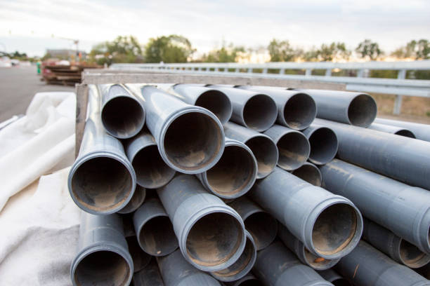 istock side view of a stack of plastic pipes for road construction 1279685379