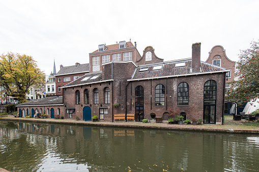 The building of the former beer brewery De Boog (The Arch) on the so called Oudegracht (old canal) in Utrecht.