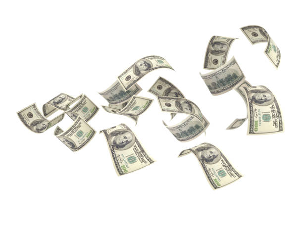 падение кризиса финансирования денег рецессии - currency us paper currency falling flying стоковые фото и изображения