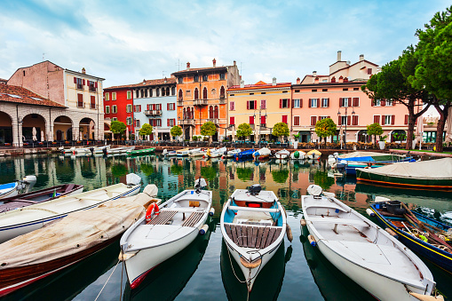 Desenzano del Garda harbor. Desenzano is a town on the shore of Lake Garda in the Brescia province in Lombardy, Italy.