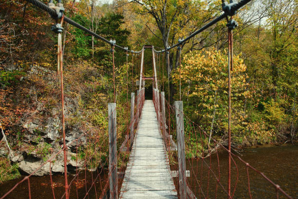 istock narrow foot bridge over a mountain river 1279693062