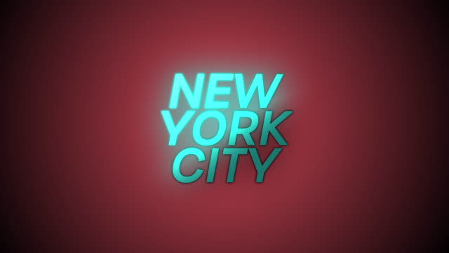 4k Blue word NEW YORK CITY with Red background