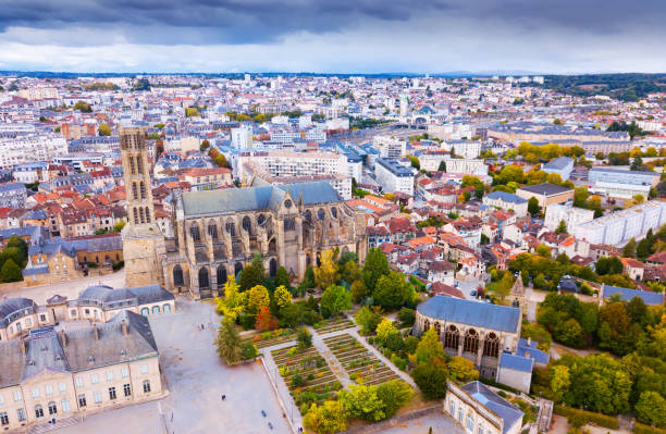 Cathedral in Limoges city, France Aerial view of Saint-Etienne Cathedral in Limoges, France saint étienne photos stock pictures, royalty-free photos & images
