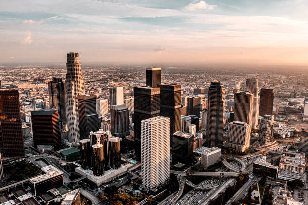 istock Los Angeles Downtown seen from a helicopter 1279694597