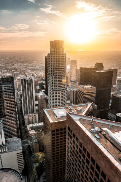 istock Los Angeles Downtown seen from above at sunset 1279694658