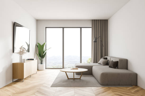 istock White living room with sofa and TV 1279700049