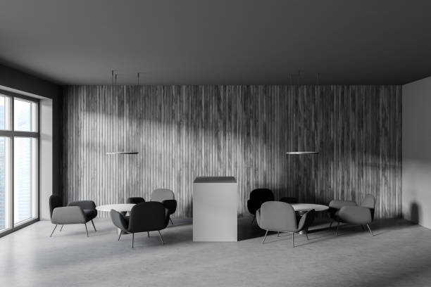 istock Dark wooden office lounge interior 1279701218