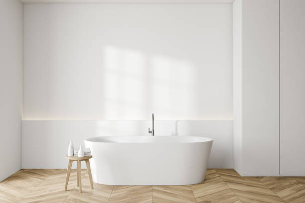 istock White bathroom interior with tub 1279701536
